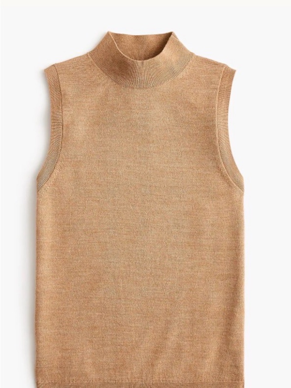 J. Crew Merino wool-blend mockneck shell Camel Beige
